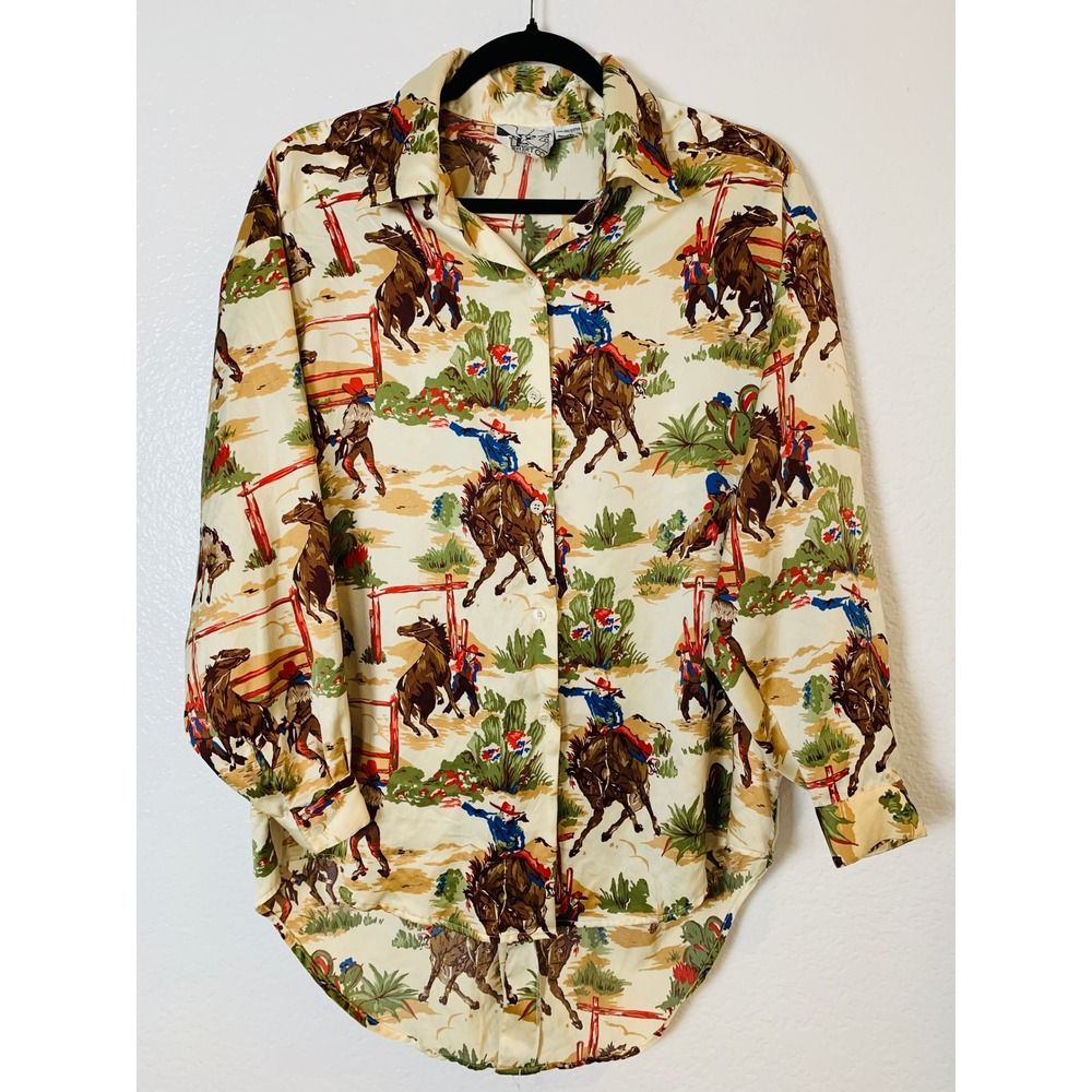 Shirt Co Beldoch Western Rodeo Shirt Womens S Cream Horse Cowboy Coastal Cowgirl